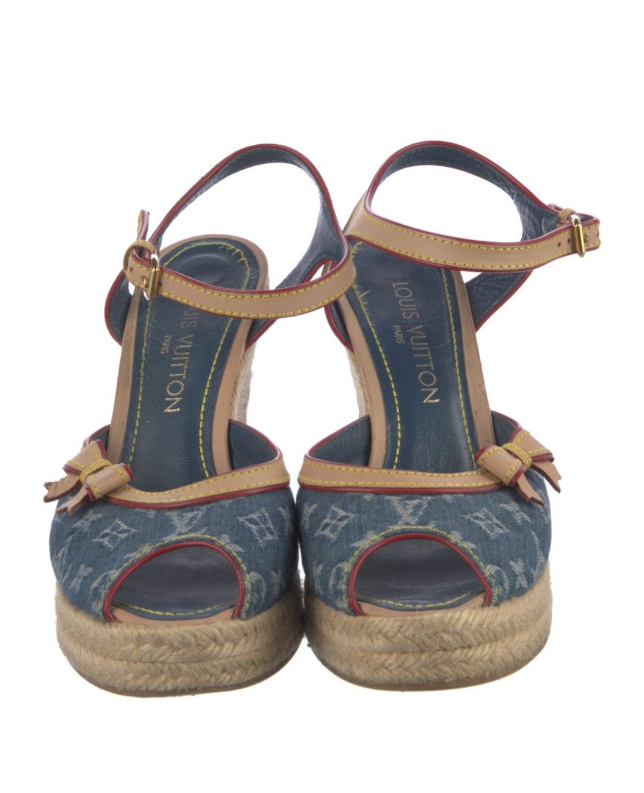 Louis Vuitton Denim Wedge Heels Size 5.5
